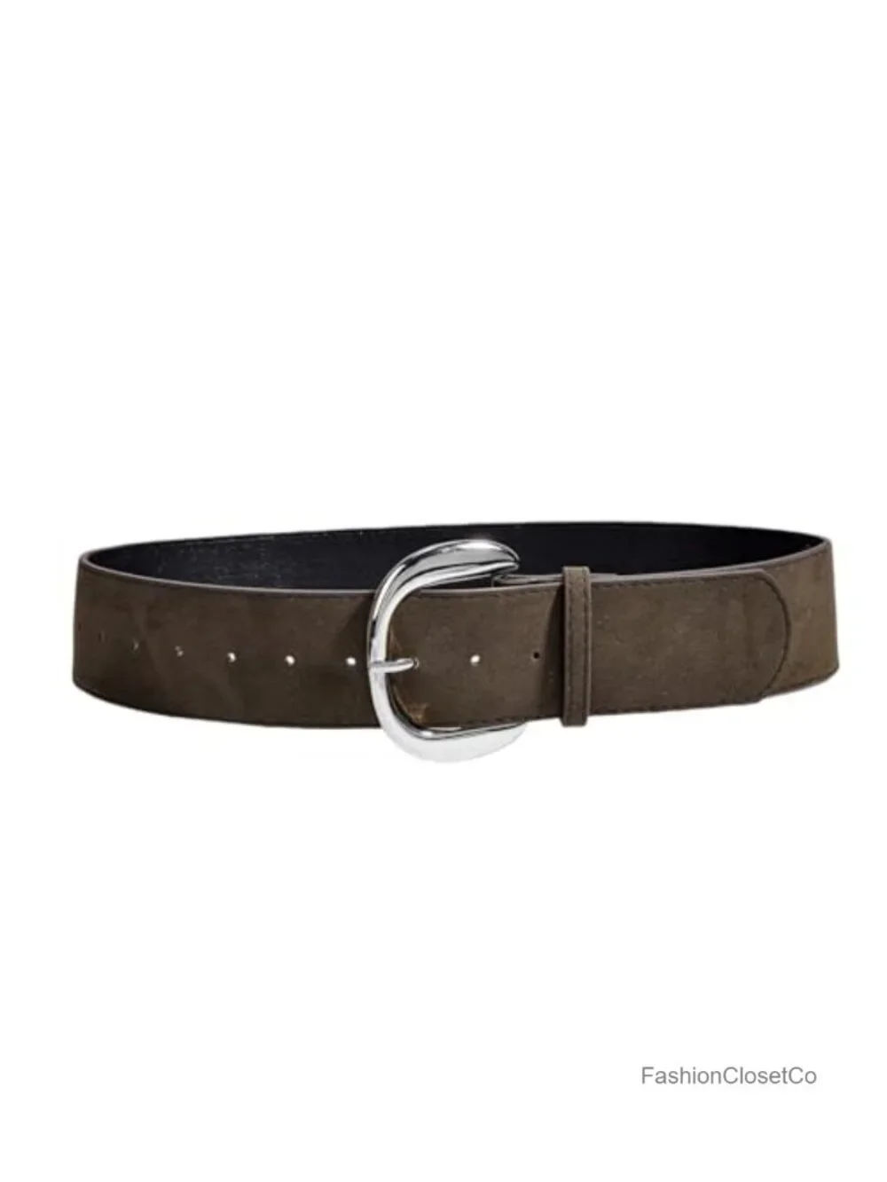 Wide Suede Waist Belt Adjustable Large Buckle Cinch Belt for Dresses Faux
